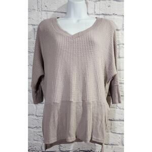 Dee Elly Buckle Mauve Waffle Knit Dolman Sleeve Top Small Lightweight Soft